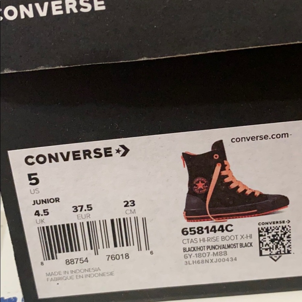 Converse Ctas HI-Rise Boot X HI Black Suede Kid’s - Picture 8 of 8
